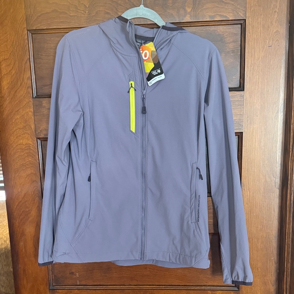 Mountain Hardware Purple/Gray Hooded Jacket with Neon Accents - M